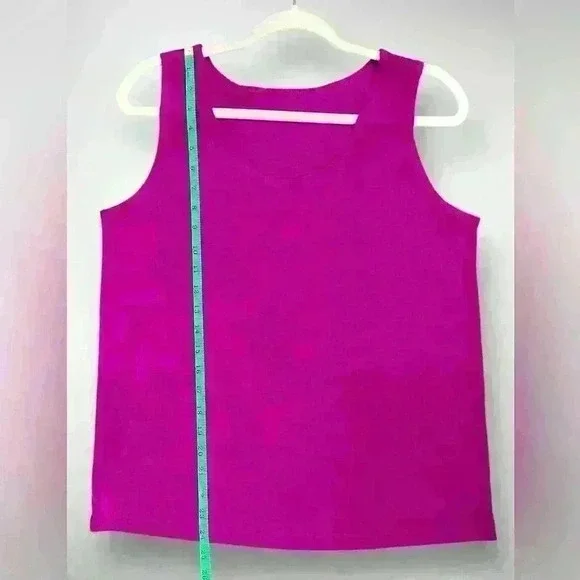 Womens Sleeveless Fuchsia Large Top FLATTERING SMOOTH CONTOUR No Iron - Picture 8 of 8